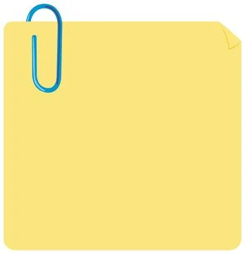Yellow Note with Blue Paperclip Illustrazione stock