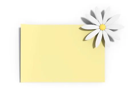 Yellow note with a daisy Stock Photos