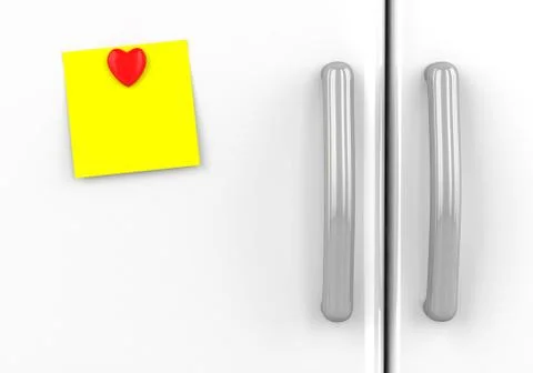 Yellow note on the fridge Stock Illustration