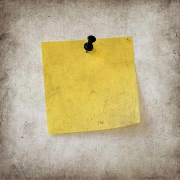 Yellow note over grunge background Stock Photos