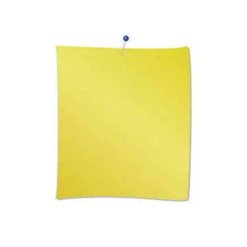 Yellow note pad with blue pin attached vector illustration isolated on white  イラスト素材