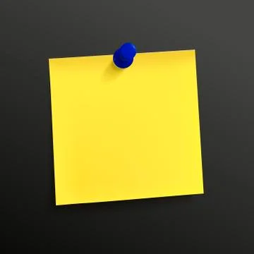 Yellow note paper with pin Illustrazione stock