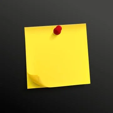 Yellow note paper with pin Stock Illustration