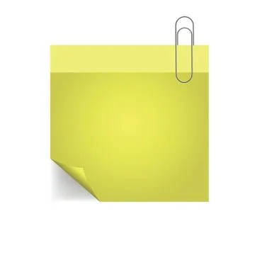 Yellow note with pin with paper pin Stock Illustration