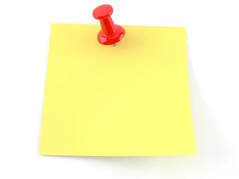 Yellow note with thumbtack Stock Illustration