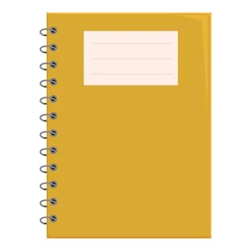 Yellow notebook with blank label and spiral binding for notes Stock Illustration