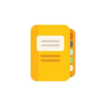 Yellow notebook with colored index tabs for organizing notes Stock Illustration