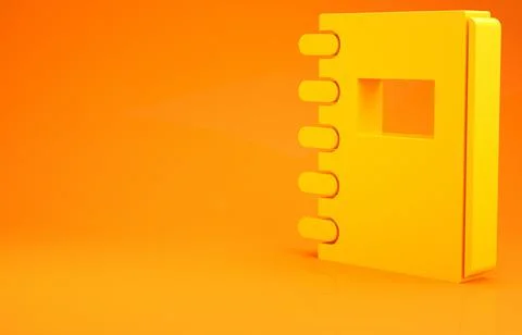Yellow Notebook icon isolated on orange background. Spiral notepad icon. Scho Ilustração Stock