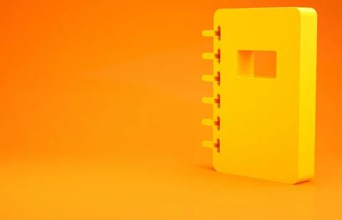 Yellow Notebook icon isolated on orange background. Spiral notepad icon. Scho 스톡 일러스트