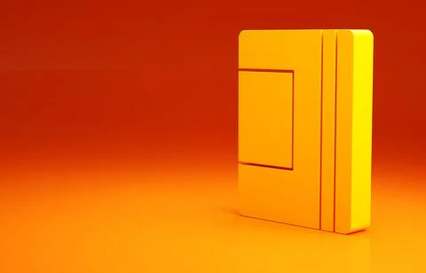 Yellow Notebook icon isolated on orange background. Spiral notepad icon. School 스톡 일러스트