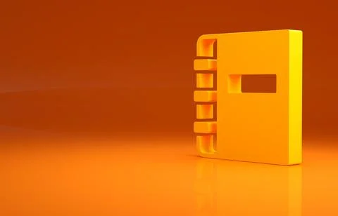 Yellow Notebook icon isolated on orange background. Spiral notepad icon. School 스톡 일러스트