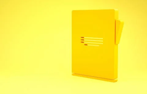 Yellow Notebook icon isolated on yellow background. Spiral notepad icon. Scho 스톡 일러스트