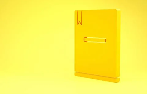 Yellow Notebook icon isolated on yellow background. Spiral notepad icon. Scho 스톡 일러스트