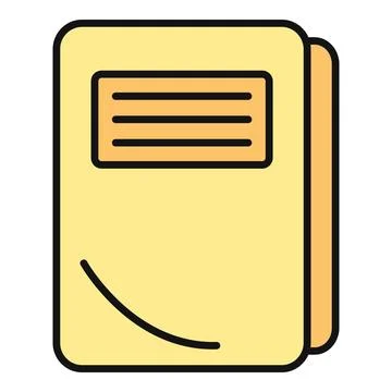 Yellow notebook icon with lined label and curved detail Stock Illustration