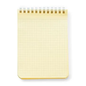 Yellow notebook isolated Stock-Fotos