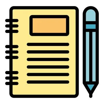Yellow notepad with blank page and pencil taking notes Stock Illustration