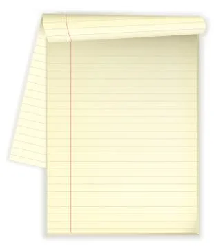 Yellow notepad with open lined page for copy space purposes. Stock Illustration