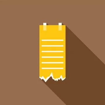 Yellow notepad paper page sticking with tape on a brown wall Stock Illustration