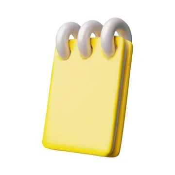 Yellow notepad on spiral spring 3D cartoon plastic style vector illustration Stock Illustration