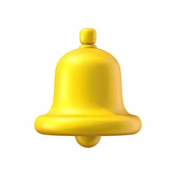 Yellow notification bell Front view 3D イラスト素材