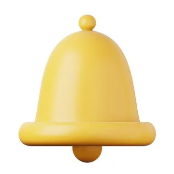 Yellow notification bell high quality 3D render illustration icon. Stock Illustration