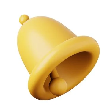 Yellow notification bell high quality 3D render illustration icon. Stock Illustration