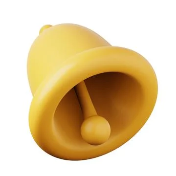Yellow notification bell high quality 3D render illustration icon. Stock Illustration