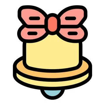 Yellow notification bell with pink bow, delivering important updates with sty Stock Illustration