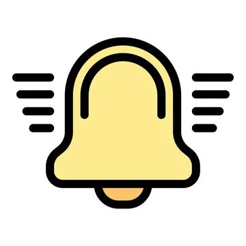 Yellow notification bell ringing icon for website or app Stock Illustration
