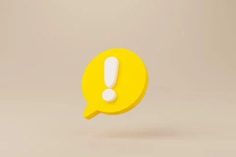 Yellow notification icon symbol. 3d rendering illustration Stock Illustration