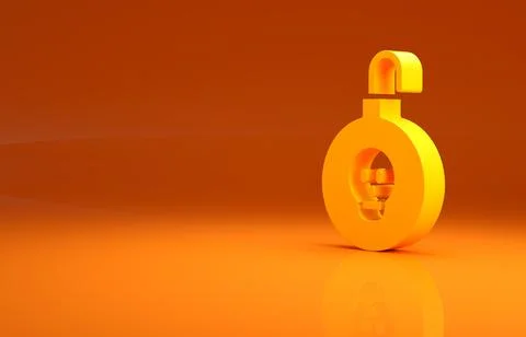 Yellow Nuclear bomb icon isolated on orange background. Rocket bomb flies down Illustrazione stock
