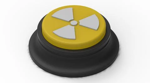 Yellow nuclear button isolated 3d illustration render 스톡 일러스트