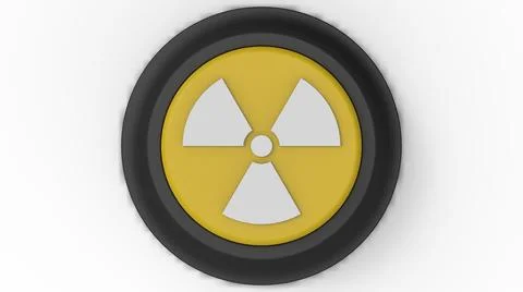 Yellow nuclear button isolated 3d illustration render 스톡 일러스트