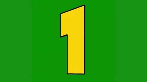 Yellow number 1 green background is pink shown center green screen animated Video stock 314065073