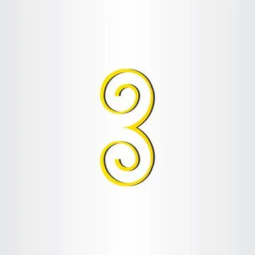 Yellow number 3 three icon logo Stock Illustration