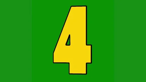 Yellow number 4 green background four green screen animated chromakey background Stock Footage 314065075