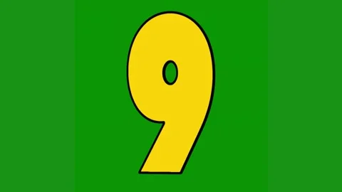 Yellow number 9 green background pink green screen animated chromakey background Stock Footage 314064679