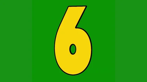 Yellow number six green background green screen animated chromakey background Stock-Footage 314065077