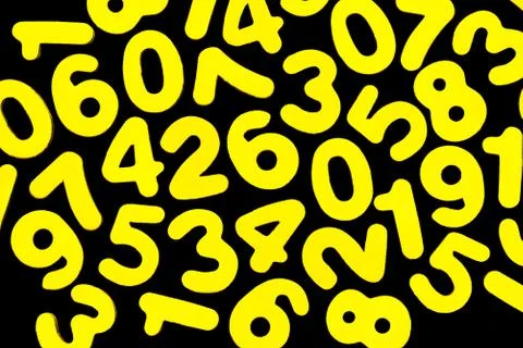 Yellow numbers on black. Stock Illustration