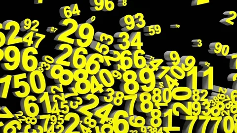 Yellow numbers slowly fly from top to bottom Stock Footage 161087902