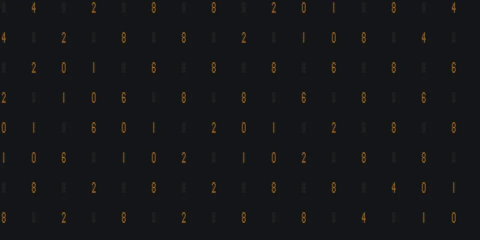 Yellow numeral tech design backdrop. Abstract display digit pattern. Electr.. 스톡 일러스트