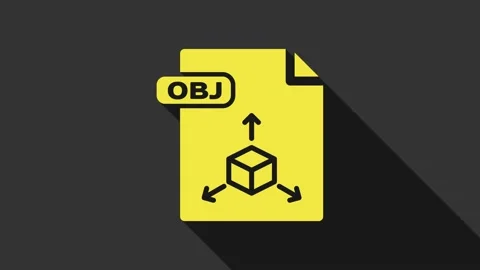 Yellow OBJ file document. Download obj button icon isolated on grey background Stock Footage 147696837