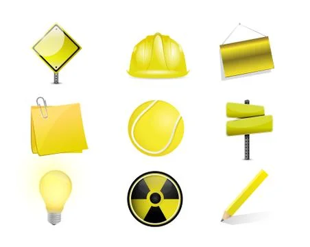 Yellow objects icon set illustration design Stock Illustration