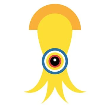 Yellow octopus illustration on white background Stock Illustration