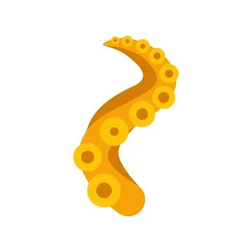Yellow octopus tentacle with suckers flat icon Stock Illustration