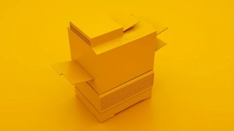 Yellow Office Printer. Minimal idea concept. 3d illustration Stockillustratie