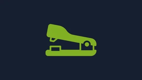 Yellow Office stapler icon isolated on blue background. Stapler, staple, paper Stock Footage 232265120