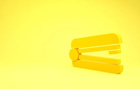 Yellow Office stapler icon isolated on yellow background. Stapler, staple, pa Stock Illustration