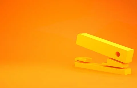 Yellow Office stapler icon isolated on orange background. Stapler, staple, pa Stock Illustration