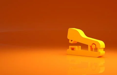 Yellow Office stapler icon isolated on orange background. Stapler, staple, paper Illustrazione stock